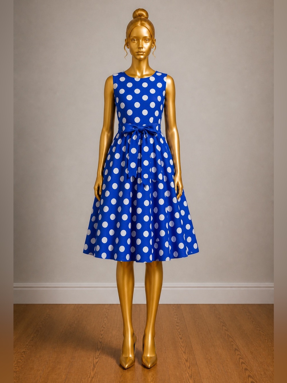 SHEIN Blue and White Polka Dot Kids Dress